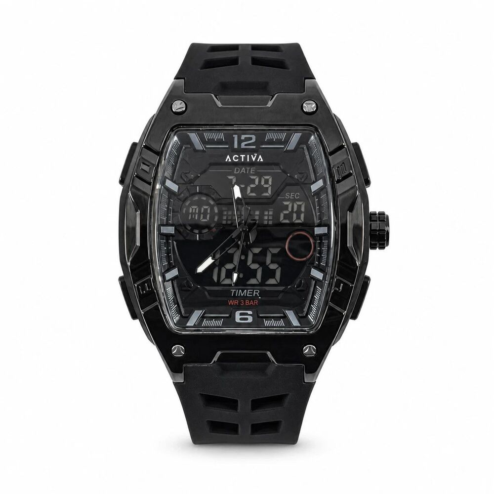 Activa X Invicta ACW8131-004 Men's 50mm Analog Digital Dual Time Black Watch NIB